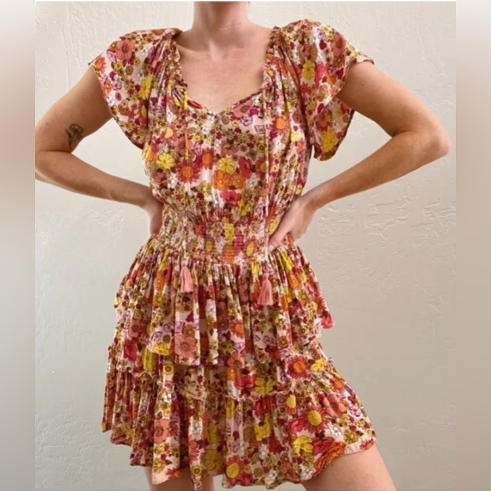 Anthropologie Patrons of Peace Floral Boho Ruffle Mini Dress โ Small - Picture 12 of 12
